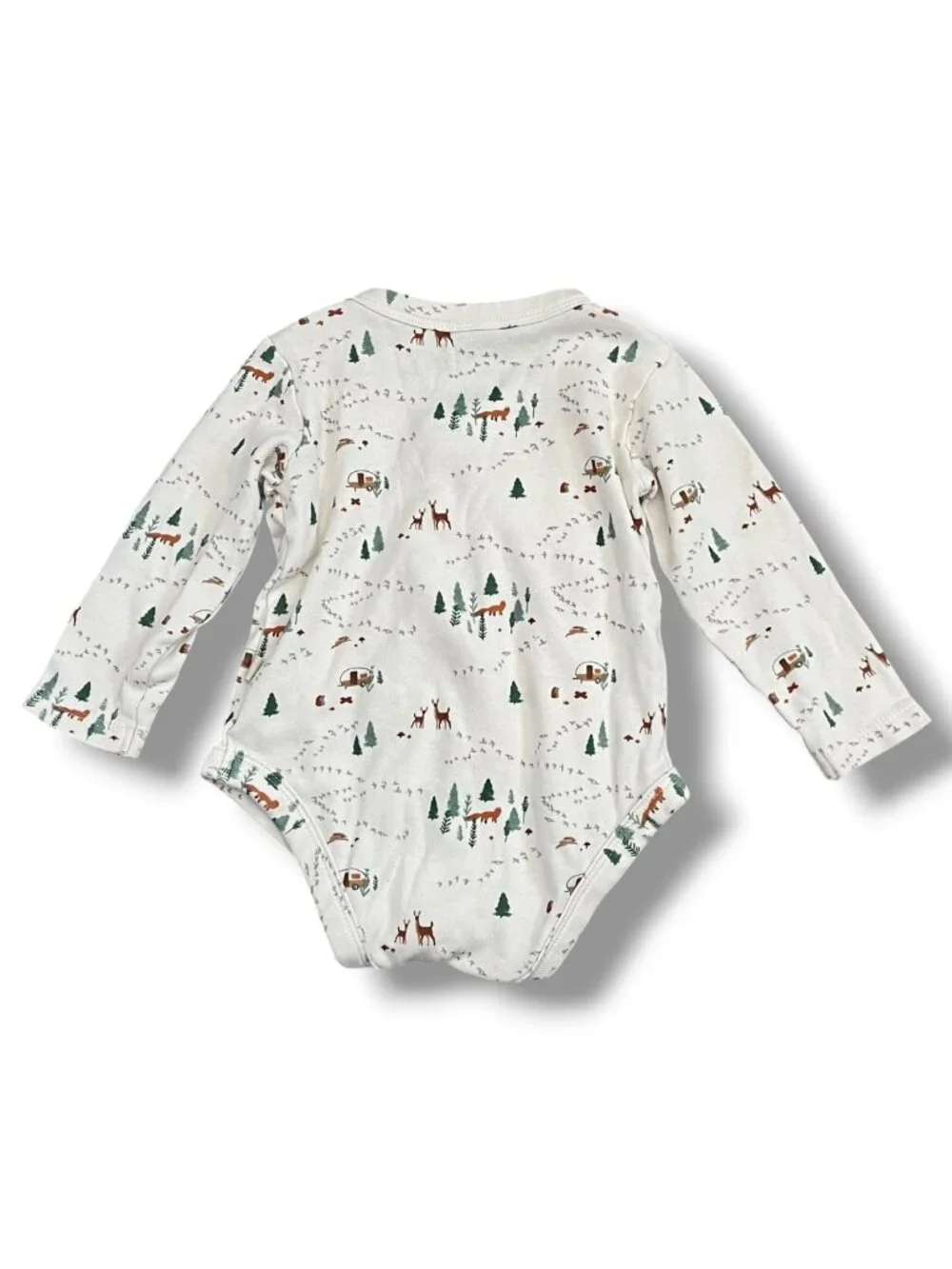 Finn + Emma Long Sleeve Into The Woods Forest Organic Cotton Bodysuit Size 3-6M